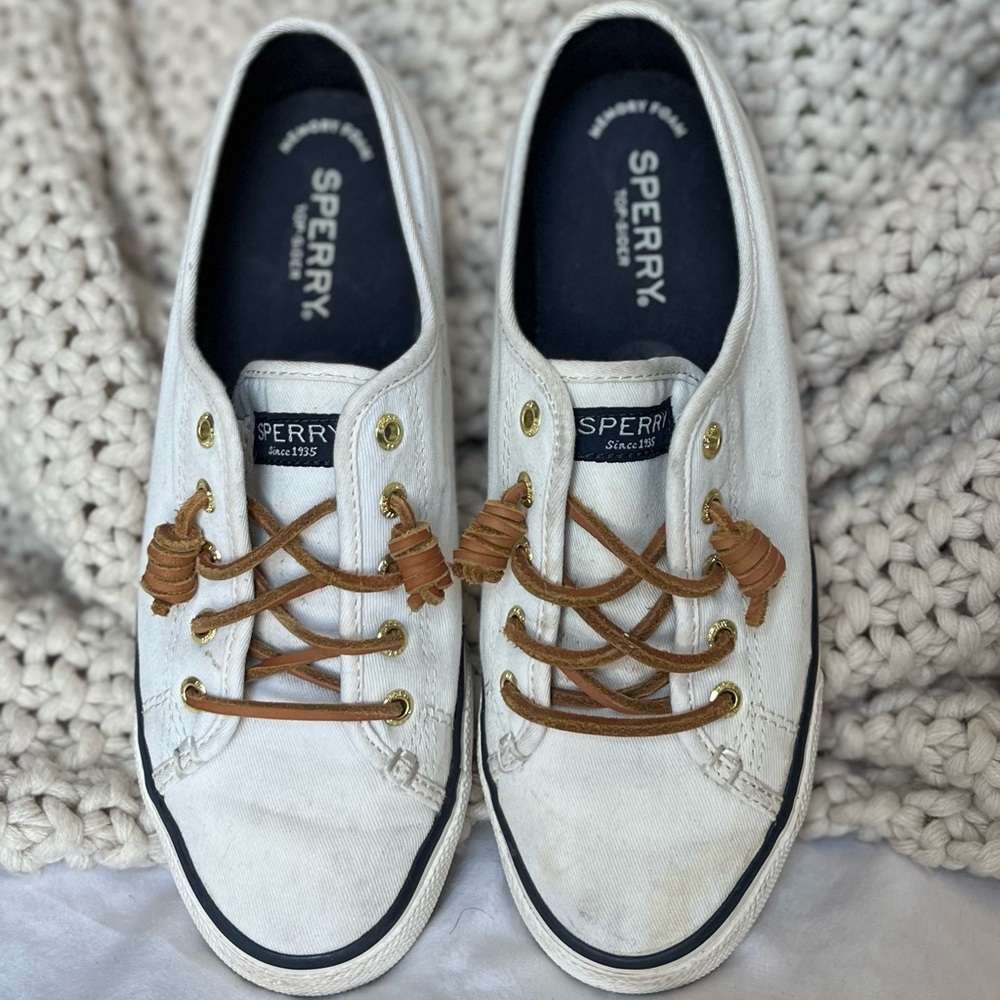 Sperry Canvas Shoes with Tan Laces